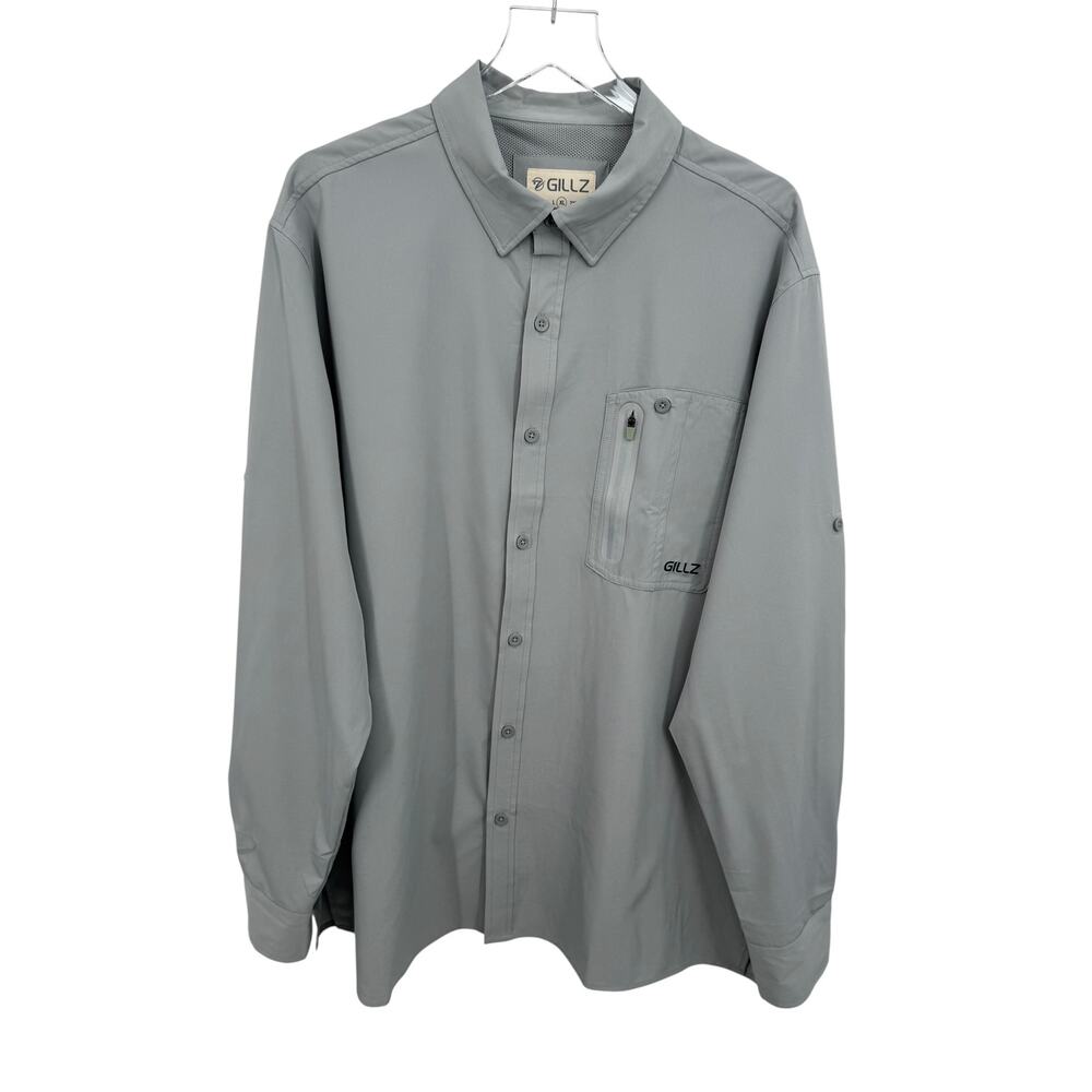 Gillz shirt men's XL vented fishing outdoors button down long tab sleeves gray